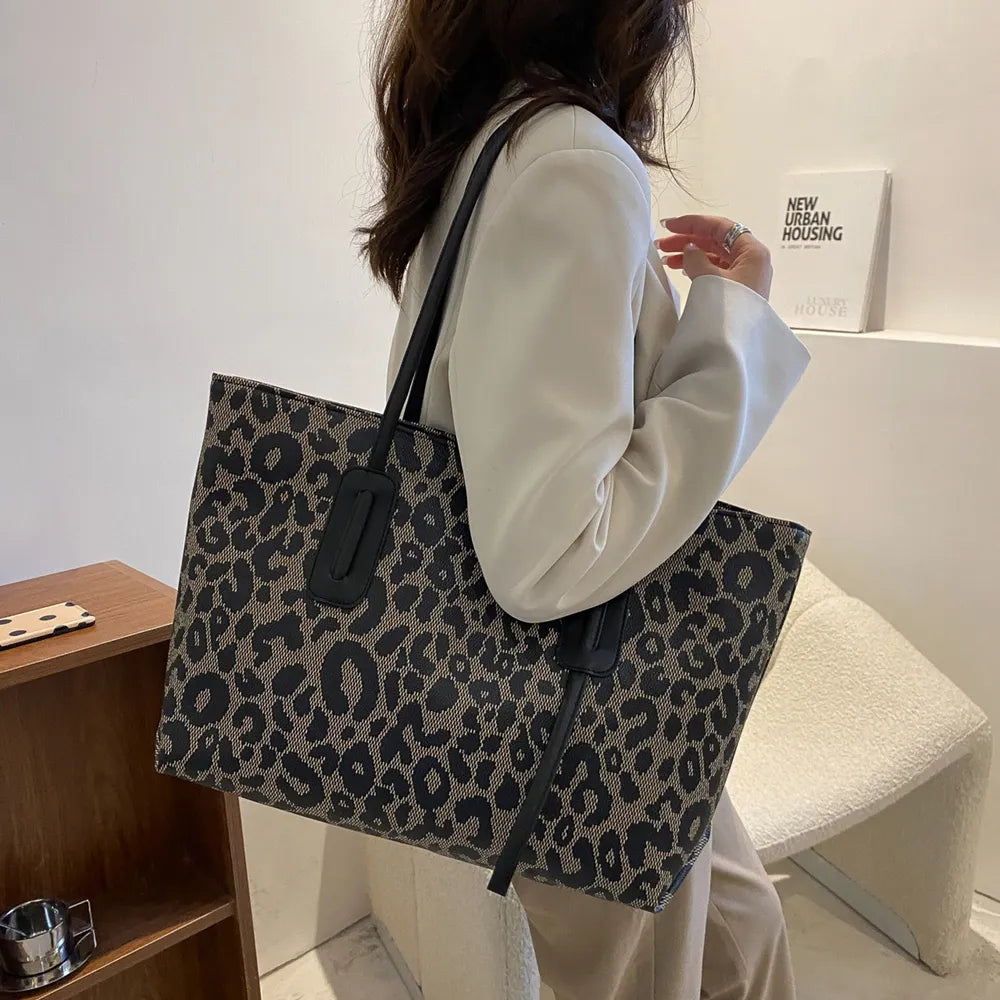 PU Leather Leopard Tote Bag - Tote Bag by Trendsi | Available at Handbags Specialist Headquarter