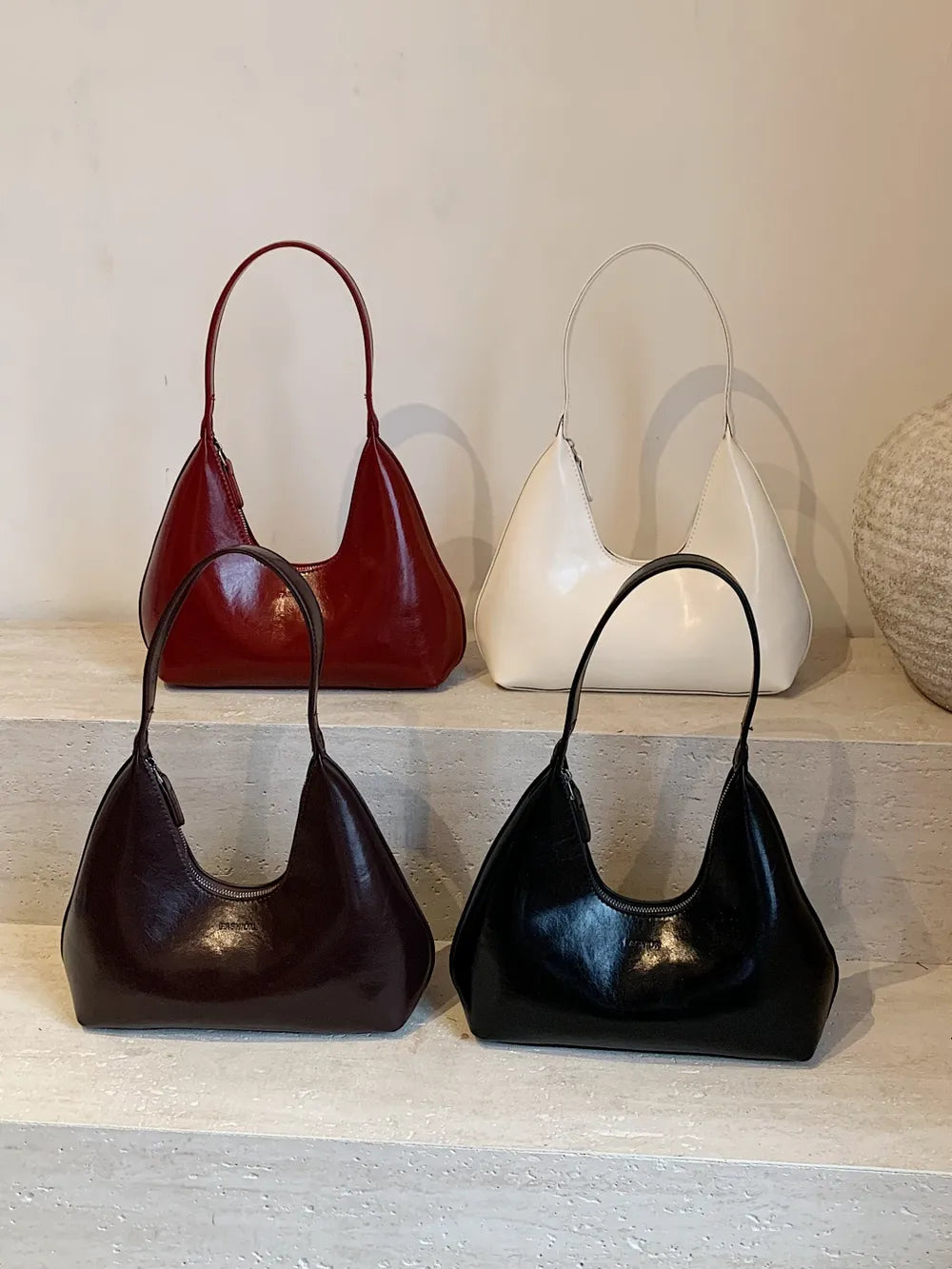 PU Leather Moon Shape Shoulder Bag - Tote Bag by Trendsi | Available at Handbags Specialist Headquarter