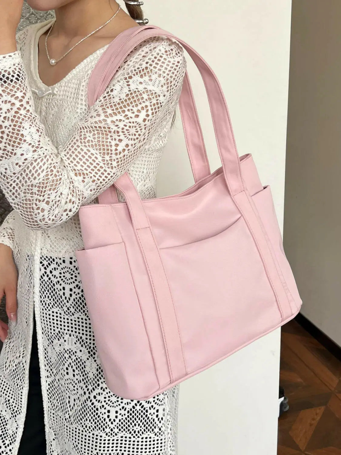 Oxford Cloth Tote Bag with Zipper - Tote Bag by Trendsi | Available at Handbags Specialist Headquarter