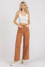 Mittoshop Twill Patch Pocket High Rise Wide Leg Pants - Women Pants by Trendsi | Available at Handbags Specialist Headquarter