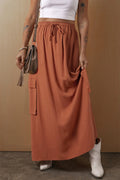 Drawstring Maxi Skirt with Pockets - Skirts by Trendsi | Available at Handbags Specialist Headquarter