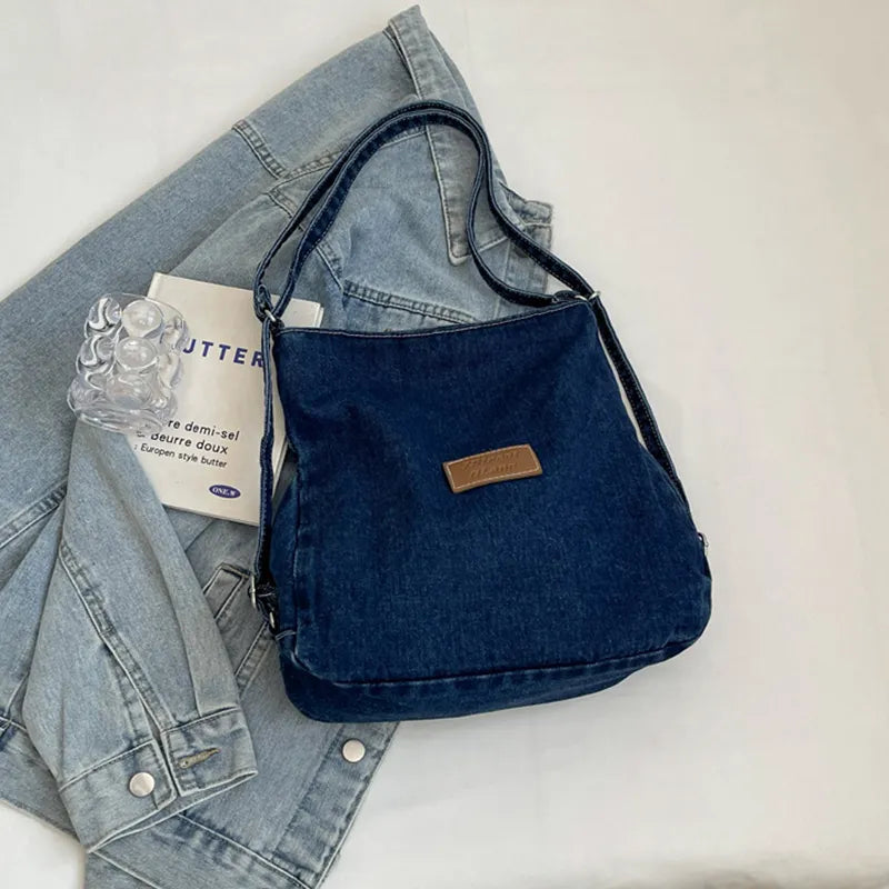 Adjustable Strap Denim Shoulder Bag - Handbags by Trendsi | Available at Handbags Specialist Headquarter