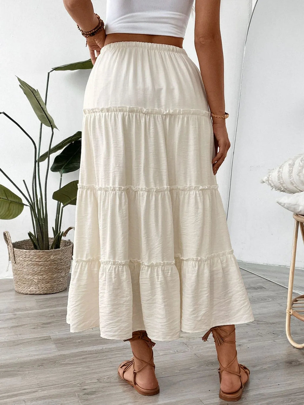 Drawstring Frill Tiered Skirt - Skirts by Trendsi | Available at Handbags Specialist Headquarter