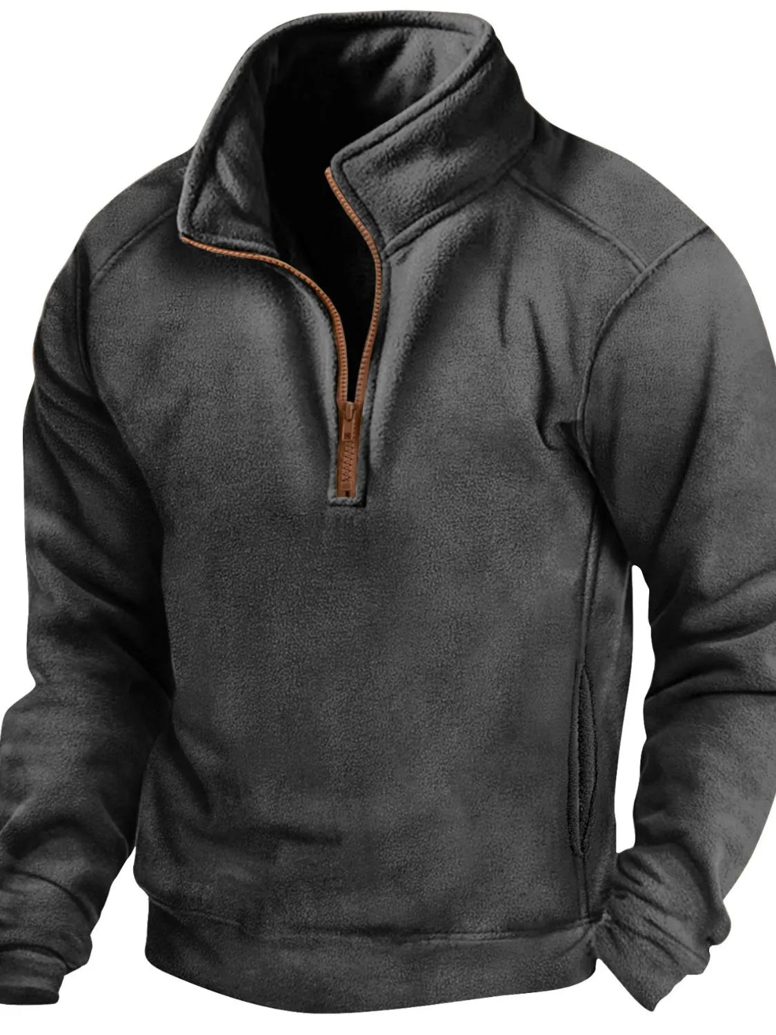 Men's Full Size Half Zip Long Sleeve Sweatshirt Plus Size - Men's Sweatshirts by Trendsi | Available at Handbags Specialist Headquarter