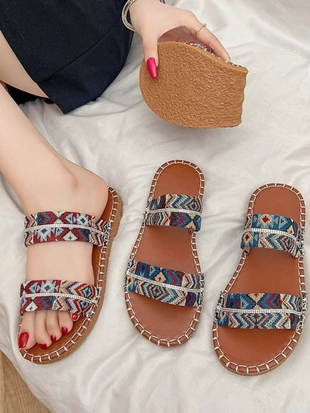 Double Strap Open Toe Sandals - Women Sandals by Trendsi | Available at Handbags Specialist Headquarter
