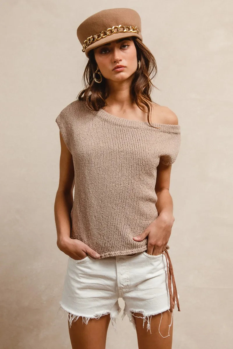 BiBi One Side Off Shoulder Knit Top - Tops by Trendsi | Available at Handbags Specialist Headquarter