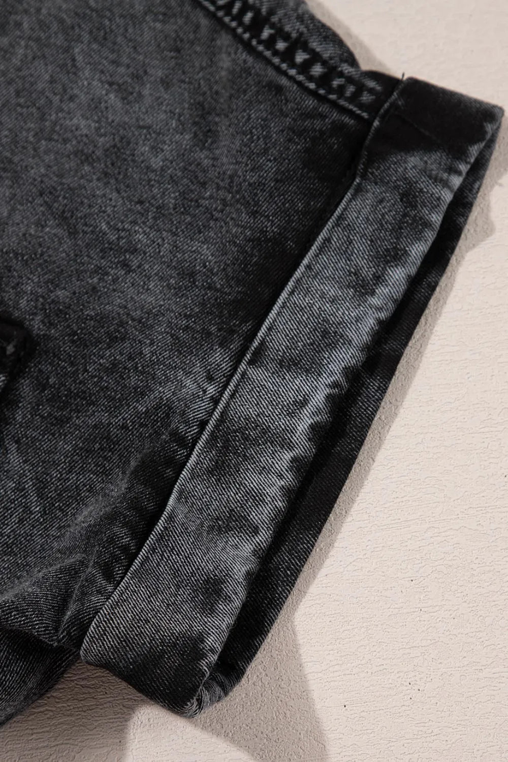 Short Sleeve Flap Pocket Button Up Raw Hem Denim Shirt - Women / Jeans & Denim by Trendsi | Available at Handbags Specialist Headquarter