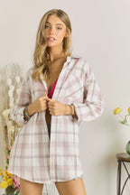 ADORA utton Down Plaid Shirt - Women's Down Shirt Tops by Trendsi | Available at Handbags Specialist Headquarter