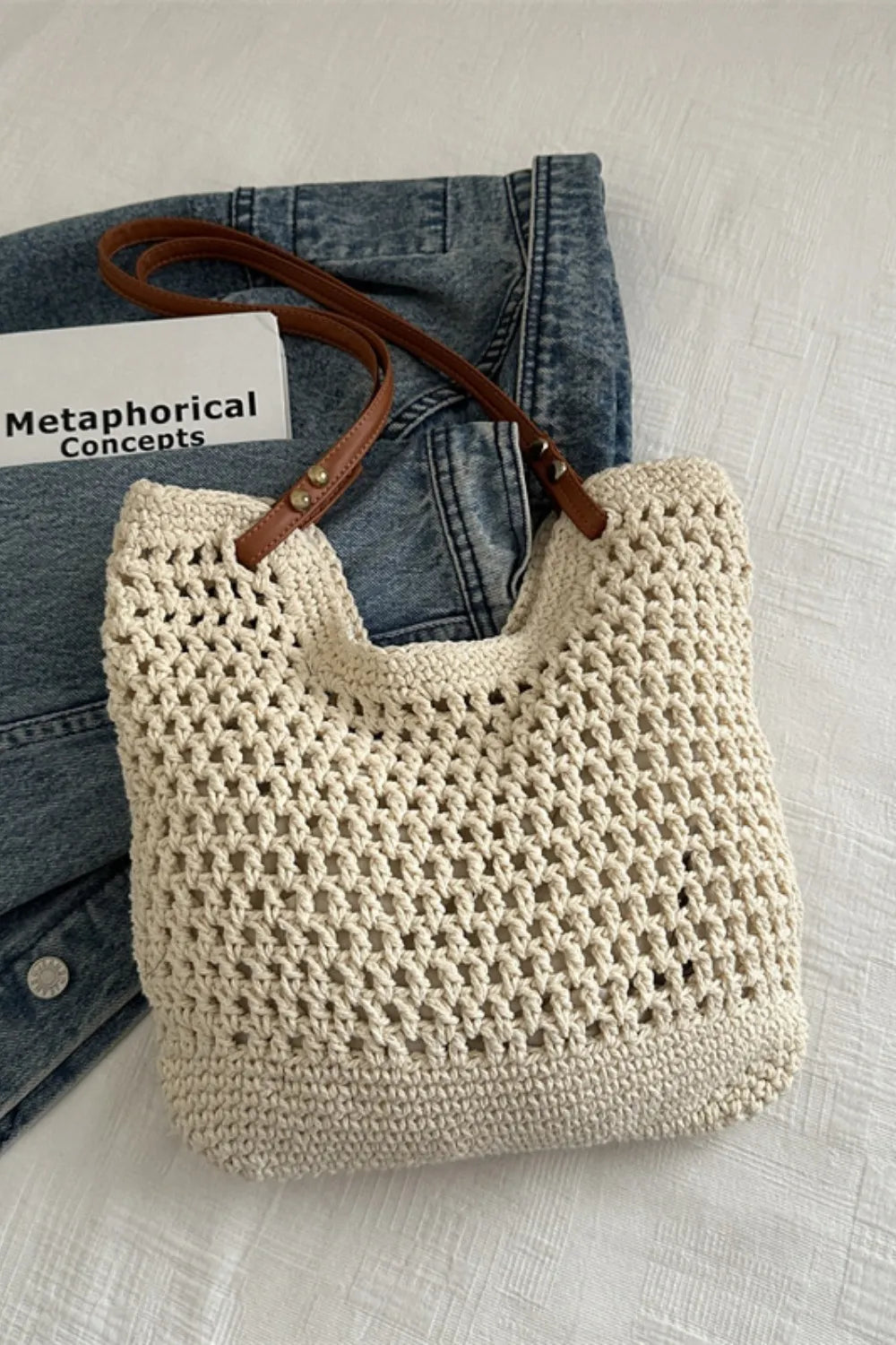 Openwork Woven Tote Bag - Tote Bag by Trendsi | Available at Handbags Specialist Headquarter