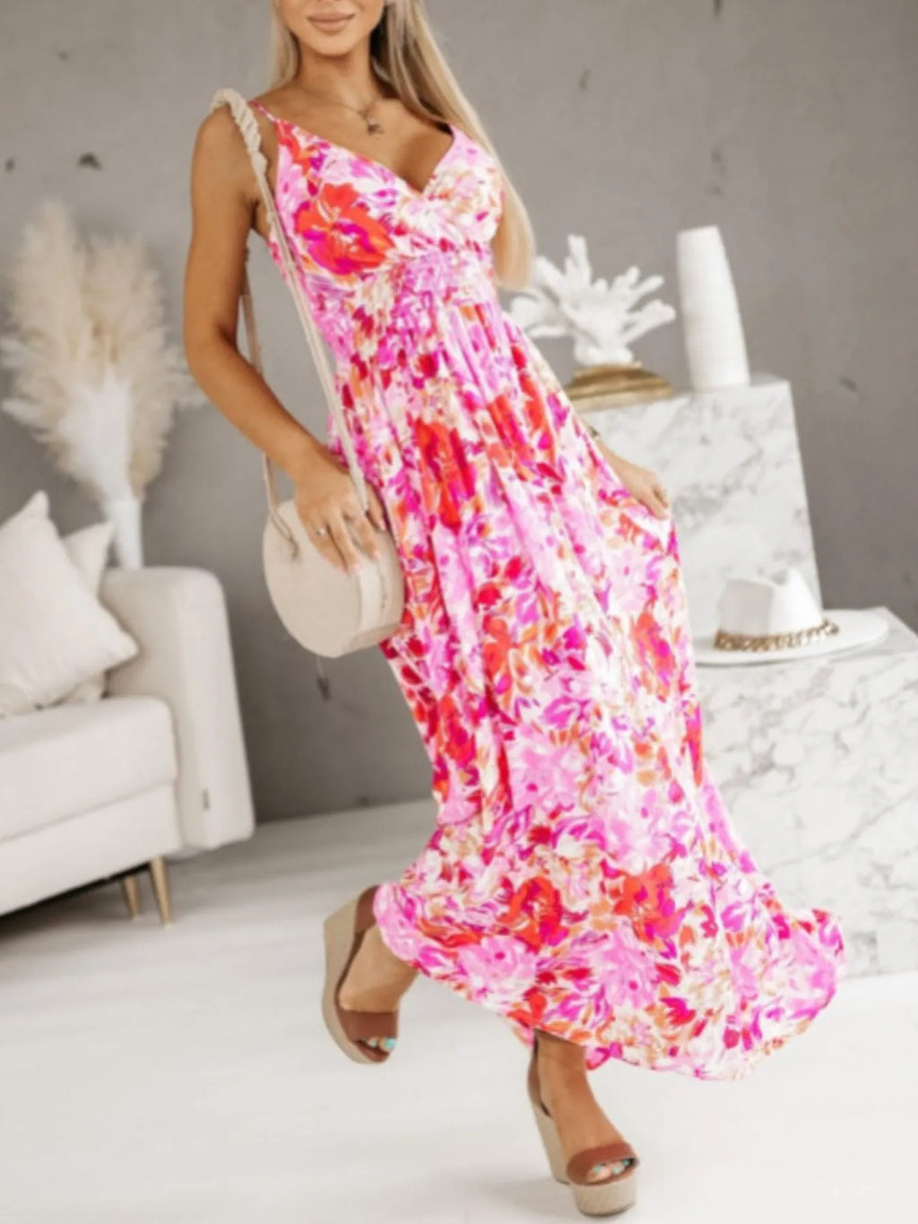Printed Spaghetti Strap Maxi Dress - Maxi Dress by Trendsi | Available at Handbags Specialist Headquarter