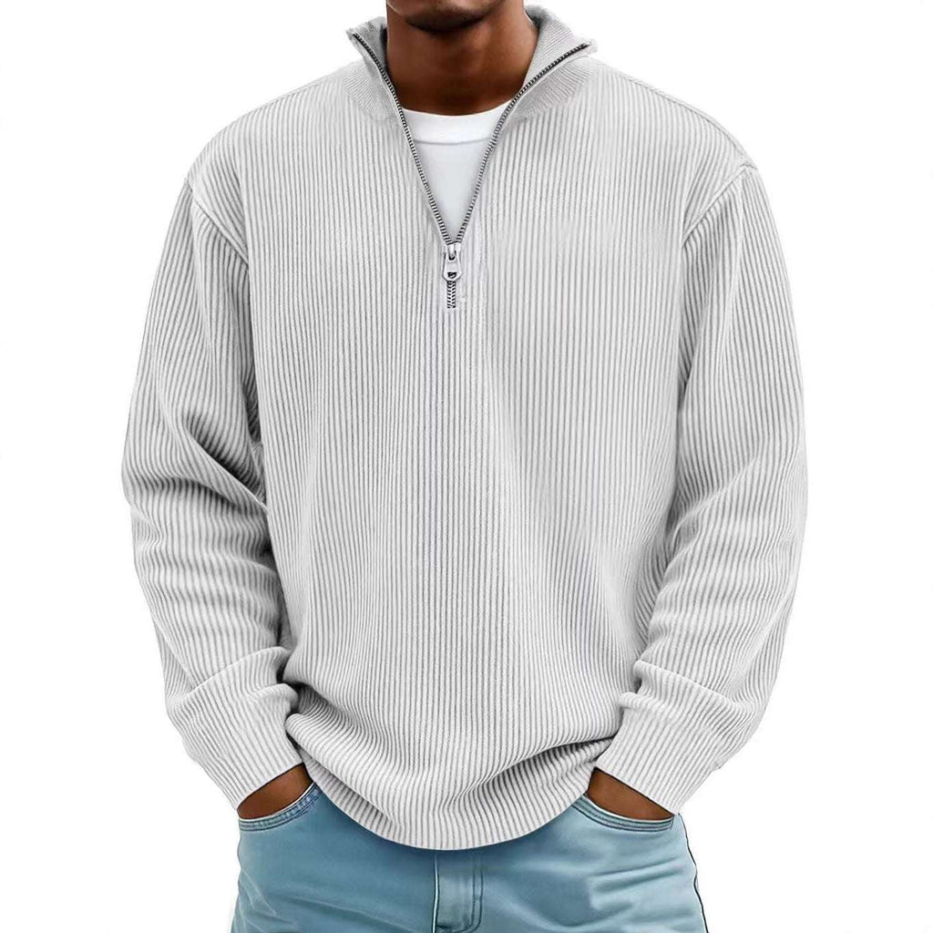 CozyCord Zip Polo: Men's Warm Stand Collar Top - 100001871 by Trendsi | Available at Handbags Specialist Headquarter