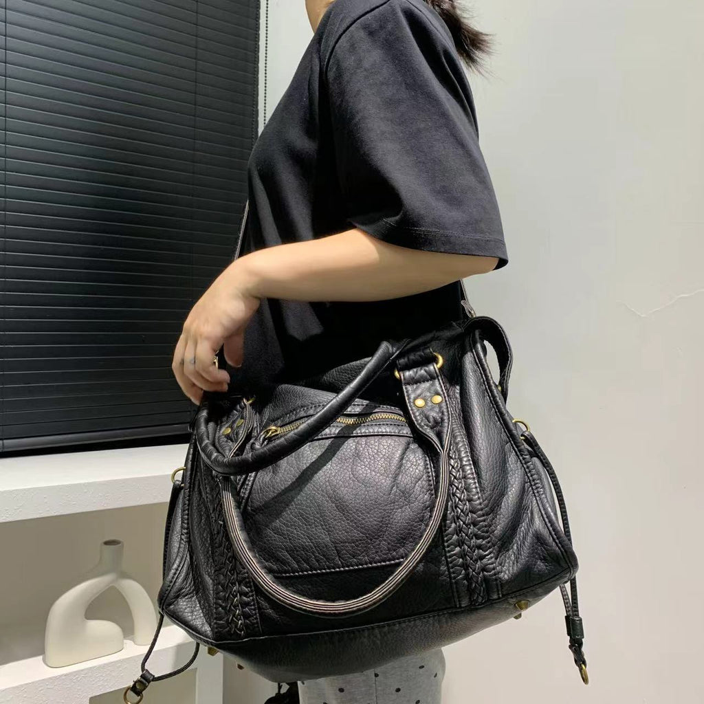 Women's Soft Leather Vintage Tote Bag Shoulder Messenger Bag - Shoulder Bag by Trendsi | Available at Handbags Specialist Headquarter