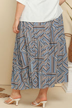 Plus Size Geometric Pleated Skirt -  by Trendsi | Available at Handbags Specialist Headquarter