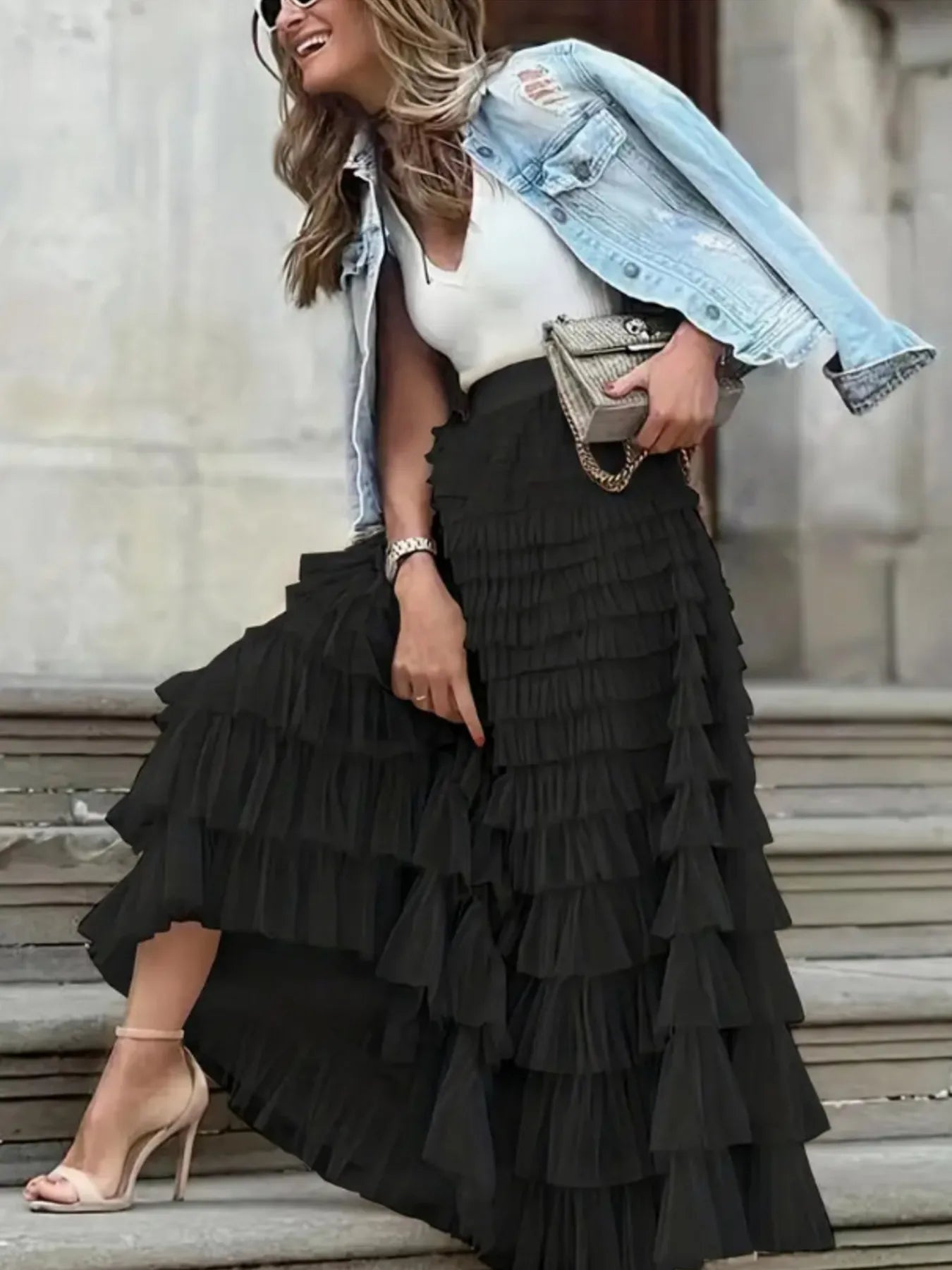 Layered Ruffle Maxi Skirt - Skirts by Trendsi | Available at Handbags Specialist Headquarter