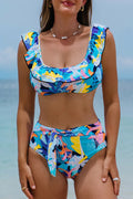 Ruffled Wide Strap Swim Top and Bottom Set -  by Trendsi | Available at Handbags Specialist Headquarter