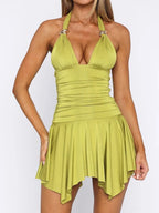 Ruched Halter Neck Bodycon Mini Dress - Maxi Dress by Trendsi | Available at Handbags Specialist Headquarter