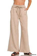 Zenana Fleece Exposed Seam Wide Leg Sweatpants - Women Pants by Trendsi | Available at Handbags Specialist Headquarter