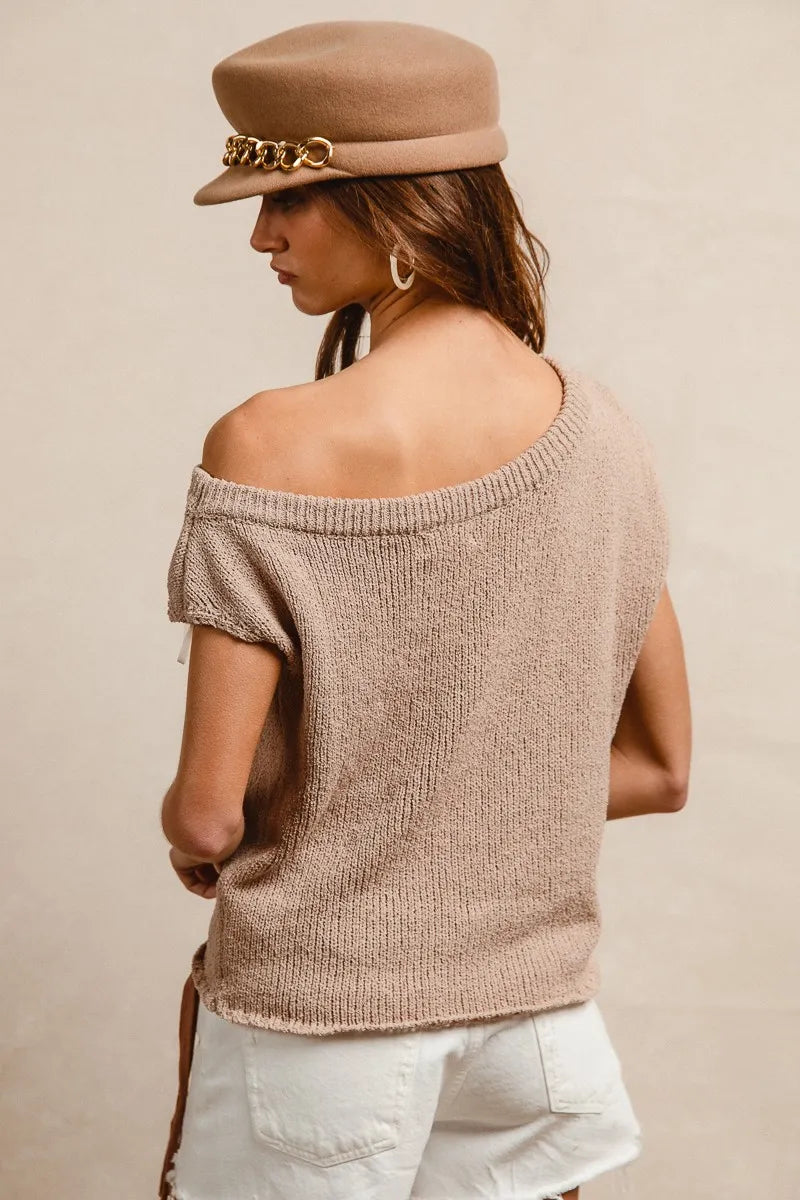 BiBi One Side Off Shoulder Knit Top - Tops by Trendsi | Available at Handbags Specialist Headquarter