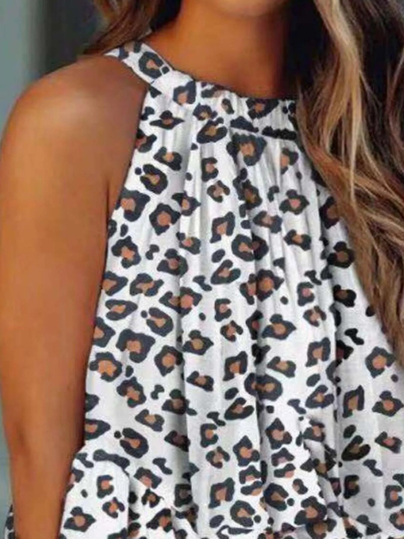 Ruffled Printed Halter Neck Cami Top - Tops by Trendsi | Available at Handbags Specialist Headquarter