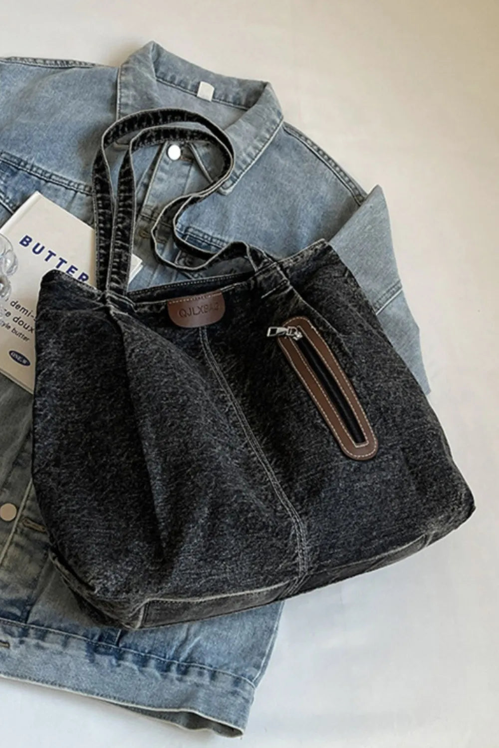 Medium Denim Tote Bag - Tote Bag by Trendsi | Available at Handbags Specialist Headquarter