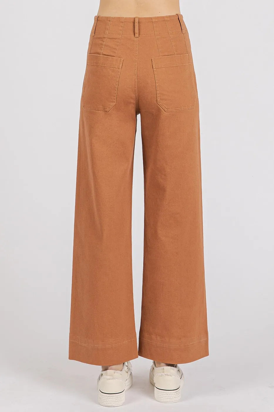 Mittoshop Twill Patch Pocket High Rise Wide Leg Pants - Women Pants by Trendsi | Available at Handbags Specialist Headquarter