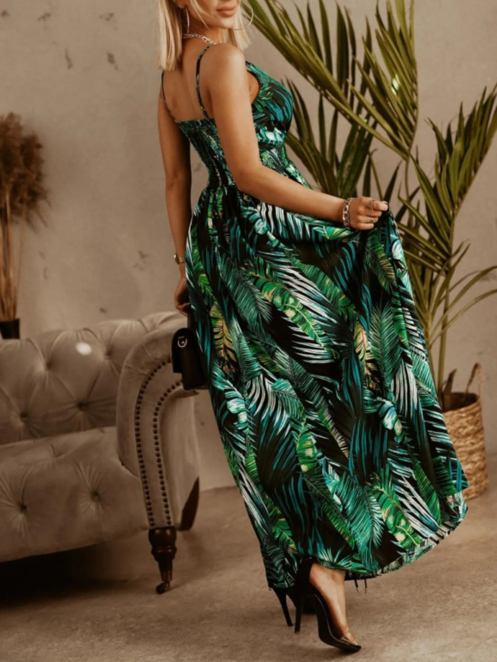 Printed Spaghetti Strap Maxi Dress - Maxi Dress by Trendsi | Available at Handbags Specialist Headquarter