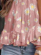 Ruffled Printed Halter Neck Cami Top - Tops by Trendsi | Available at Handbags Specialist Headquarter