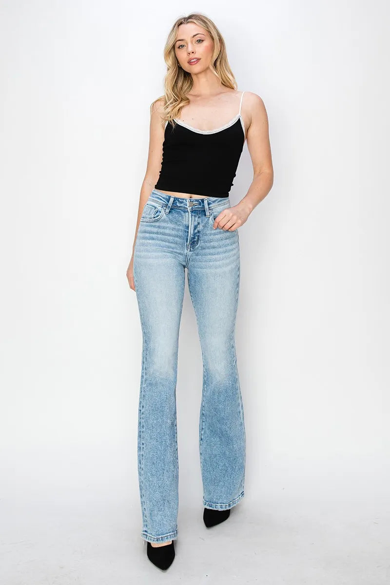 RISEN High Rise Bootcut Jeans - Women / Jeans & Denim by Trendsi | Available at Handbags Specialist Headquarter