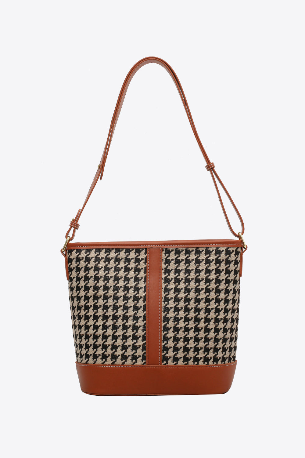 Houndstooth PU Leather Shoulder Bag - Tote Bag by Trendsi | Available at Handbags Specialist Headquarter