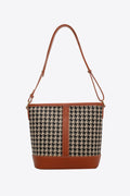 Houndstooth PU Leather Shoulder Bag - Tote Bag by Trendsi | Available at Handbags Specialist Headquarter
