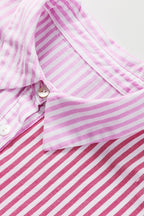 Button Down Striped Ruffled Hem Shirt - Women's Down Shirt Tops by Trendsi | Available at Handbags Specialist Headquarter