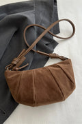 Suede Croissant Shape Shoulder Bag - Handbags by Trendsi | Available at Handbags Specialist Headquarter