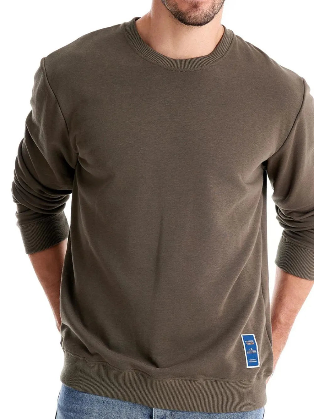 Men's Round Neck Long Sleeve Sweatshirt - Men's Sweatshirts by Trendsi | Available at Handbags Specialist Headquarter
