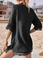 Lace Trim V-Neck Cover-Up - Tops by Trendsi | Available at Handbags Specialist Headquarter