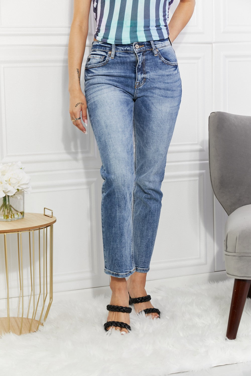 Kancan Full Size Amara High Rise Slim Straight Jeans Plus Size - Women / Jeans & Denim by Trendsi | Available at Handbags Specialist Headquarter