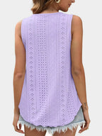 Florira Eyelet Round Neck Tank - Tops by Trendsi | Available at Handbags Specialist Headquarter