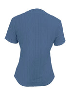Textured Notched Short Sleeve Blouse - Tops by Trendsi | Available at Handbags Specialist Headquarter
