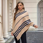 StripeBat Shawl: Half Turtleneck Pullover Sweater - Women's Sweatshirt by Trendsi | Available at Handbags Specialist Headquarter