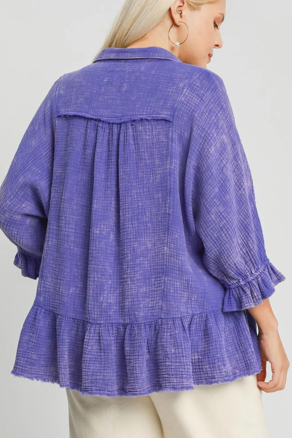 Umgee Plus Size Size Mineral Washed Cotton Gauze Top - Dresses by Trendsi | Available at Handbags Specialist Headquarter