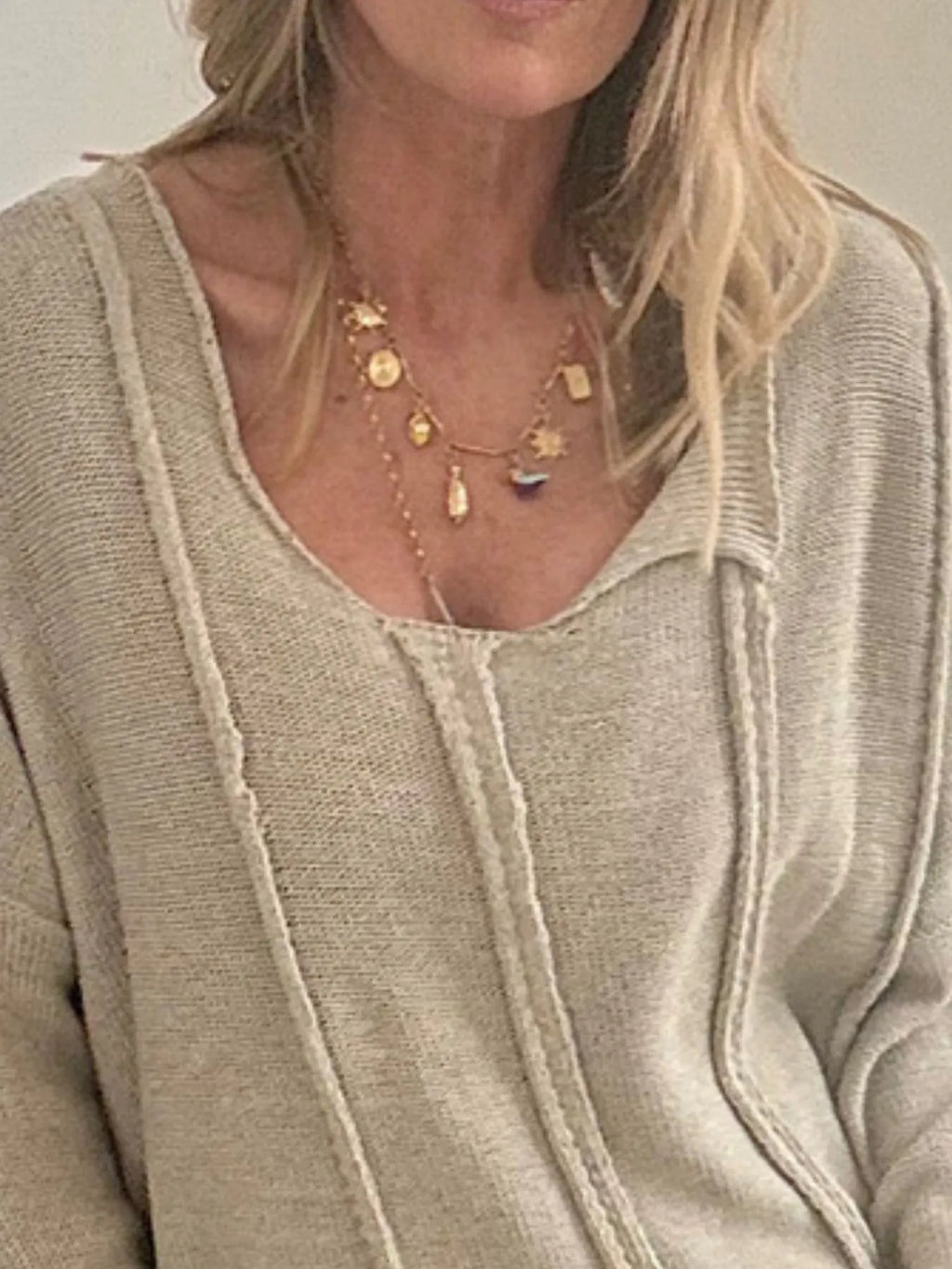 High-Low Drop Shoulder Sweater - Tops by Trendsi | Available at Handbags Specialist Headquarter