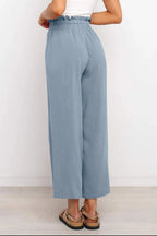 Drawstring Paperbag Waist Wide Leg Pants - Women Pants by Trendsi | Available at Handbags Specialist Headquarter