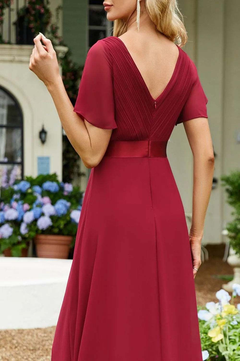 Surplice Flutter Sleeve Maxi Dress - Maxi Dress by Trendsi | Available at Handbags Specialist Headquarter