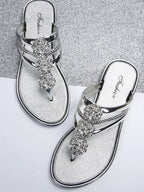 Rhinestone Toe Post Flats Sandals - Women Sandals by Trendsi | Available at Handbags Specialist Headquarter