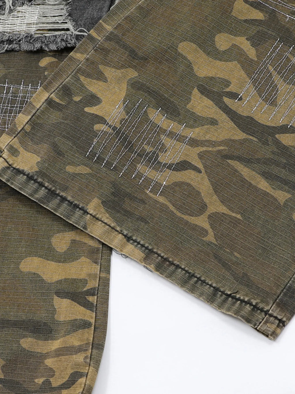 Men's Full Size Distressed Denim Jeans with Camo Patchwork Detailing Plus Size - Women / Jeans & Denim by Trendsi | Available at Handbags Specialist Headquarter