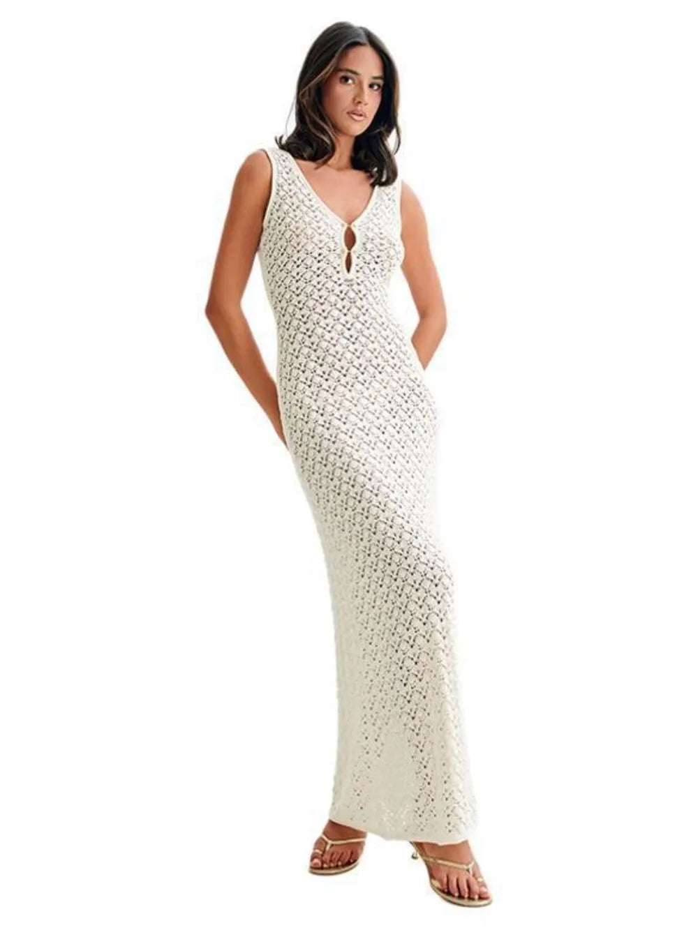 Openwork Sleeveless Maxi Dress - Maxi Dress by Trendsi | Available at Handbags Specialist Headquarter
