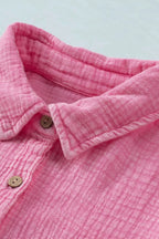 Button Down Collared Neck Long Sleeve Shirt - Women's Down Shirt Tops by Trendsi | Available at Handbags Specialist Headquarter