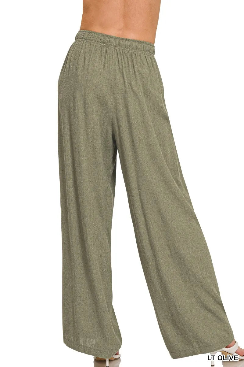 Zenana Linen Drawstring Pants - Women Pants by Trendsi | Available at Handbags Specialist Headquarter