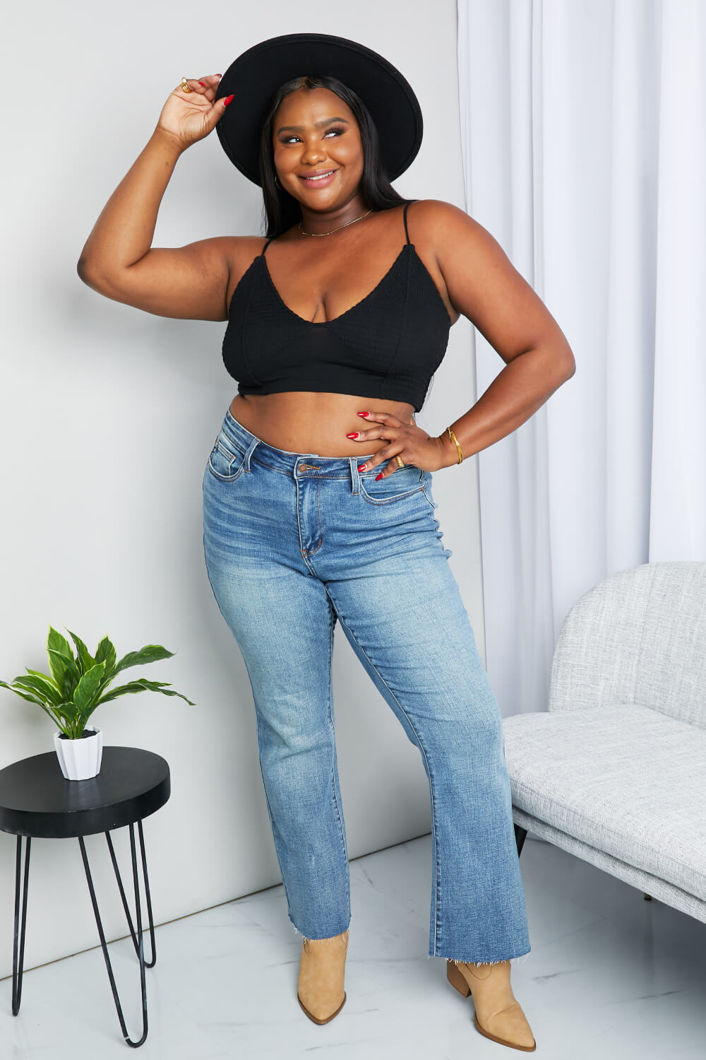 Zenana Full Size Textured Spaghetti Strap Bralette in Black - Tops by Trendsi | Available at Handbags Specialist Headquarter