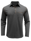 Men's Long Sleeve Polo Shirt with Contrast Stitching - Men's Polo shirt by Trendsi | Available at Handbags Specialist Headquarter
