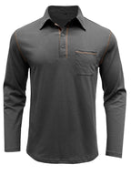 Men's Long Sleeve Polo Shirt with Contrast Stitching - Men's Polo shirt by Trendsi | Available at Handbags Specialist Headquarter